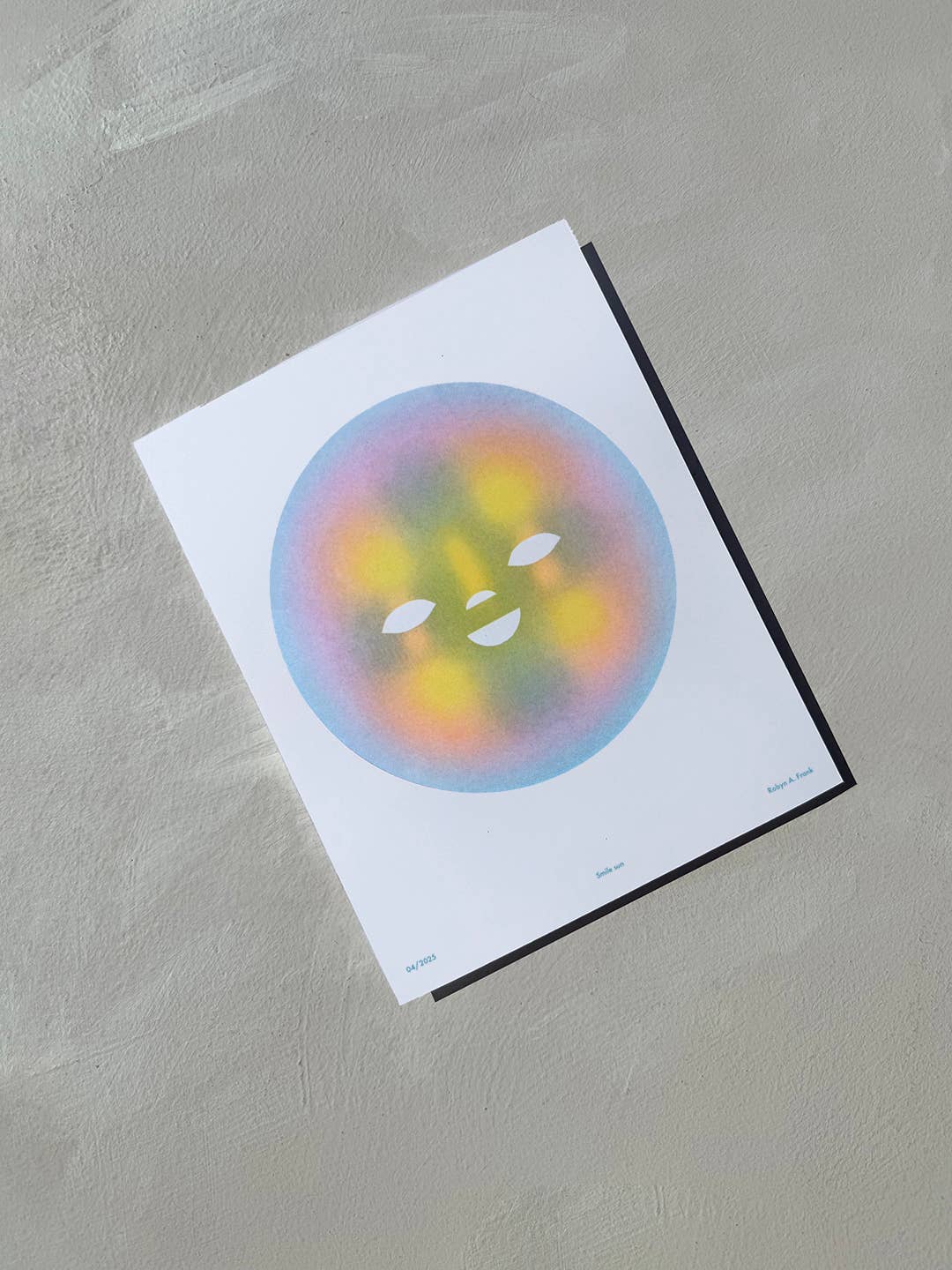 Robyn A. Frank Artworks - Wholesale Art Print - Smile sun risograph art print2