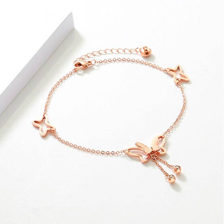 Perimade & Co. LLC - Wholesale Anklet - Dainty Cute Butterfly Ankle Bracelet Anklet in Solid Copper2