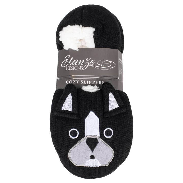 EAST AVENUE - Wholesale Slippers - Women's - Slippers Black Bulldog Ladies Large3