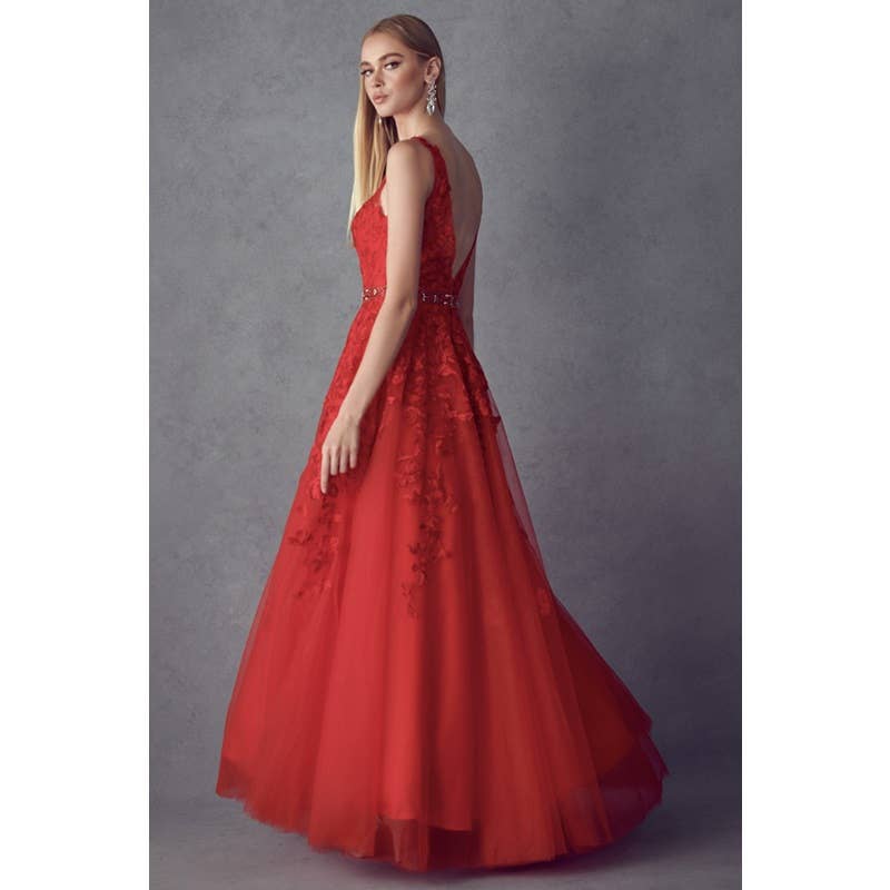 Juliet - Wholesale Gown - Women's - FLORAL APPLIQUES PROM BALLGOWN2