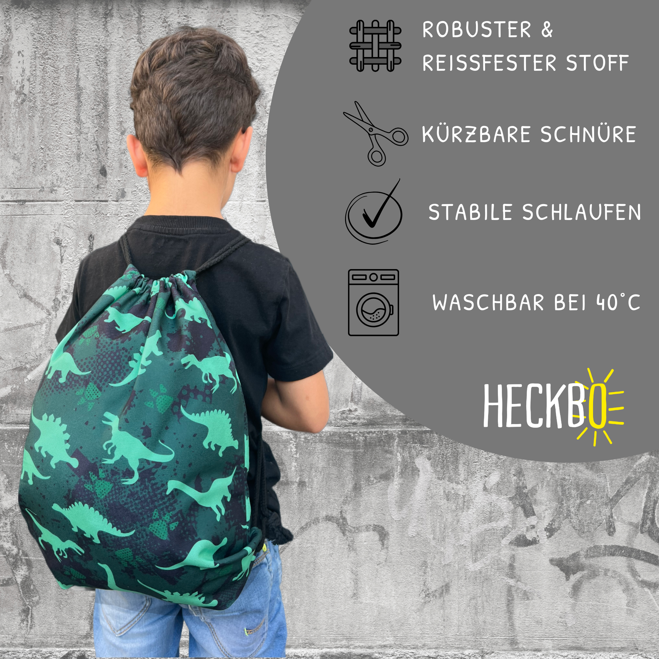 HECKBO - Wholesale Drawstring bag – kids - Gym bag dinosaur1