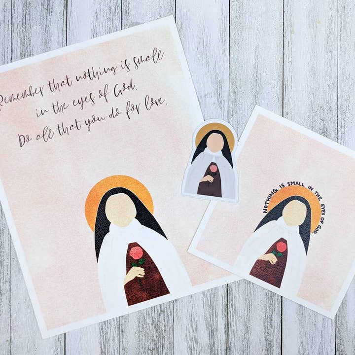 Small Things Print Co. - Wholesale Art Print - St. Therese of Lisieux Print, St. Therese of Lisieux Wall Art, 8 x 10, St. Therese of Lisieux Illustration1