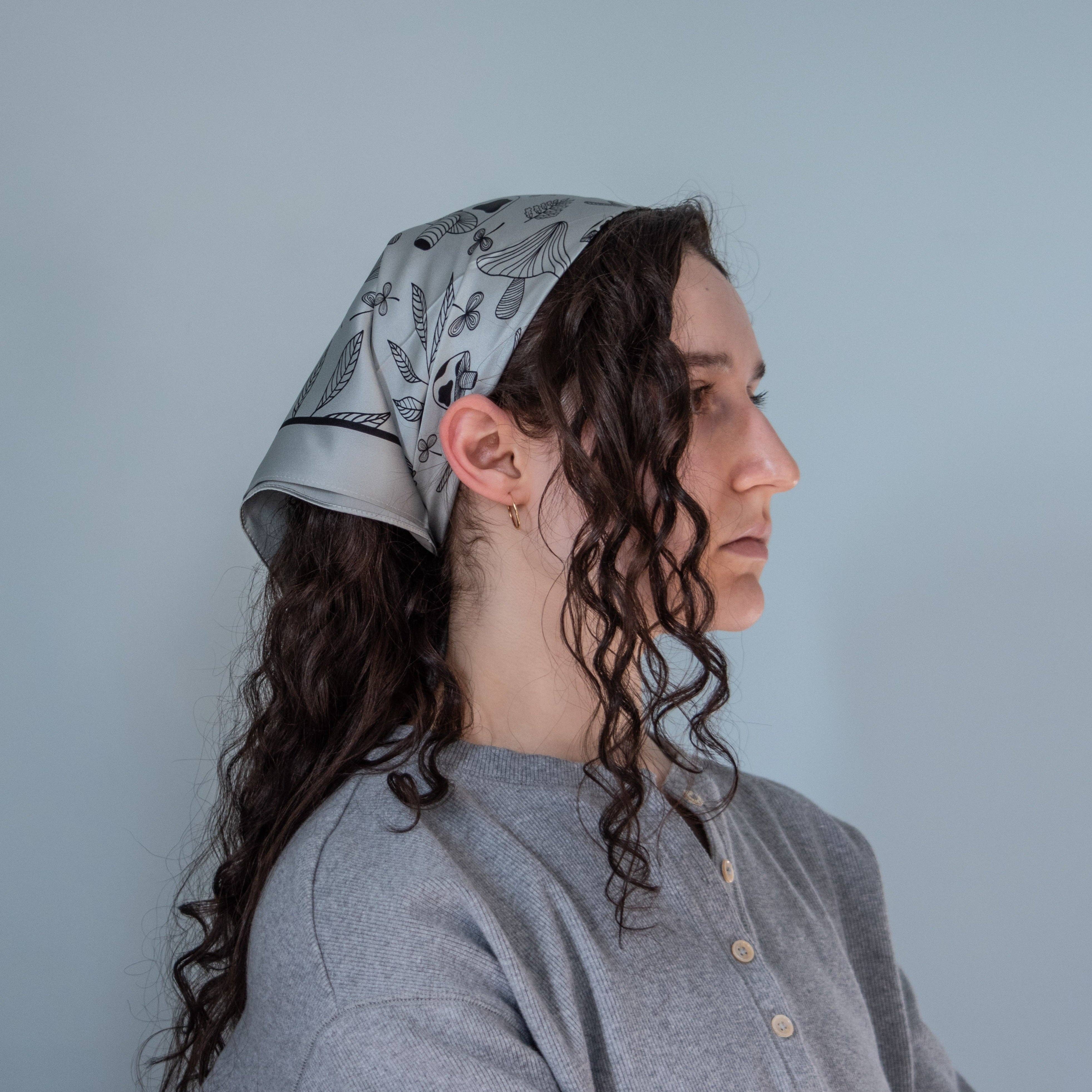 Hello Ilona - Wholesale Scarf - Women's - Mystical Mushroom 100% Mulberry Silk Scarf - Silvery Green3