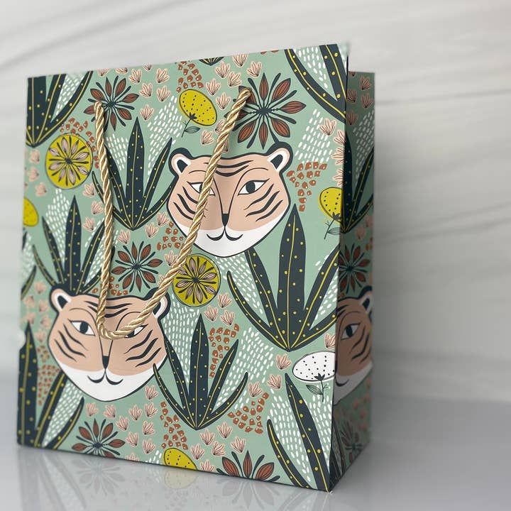 Amicreative - Vendita all'ingrosso Buste regalo - Borsa Regalo Media Mod Tiger – Design Giungla Giocosa1