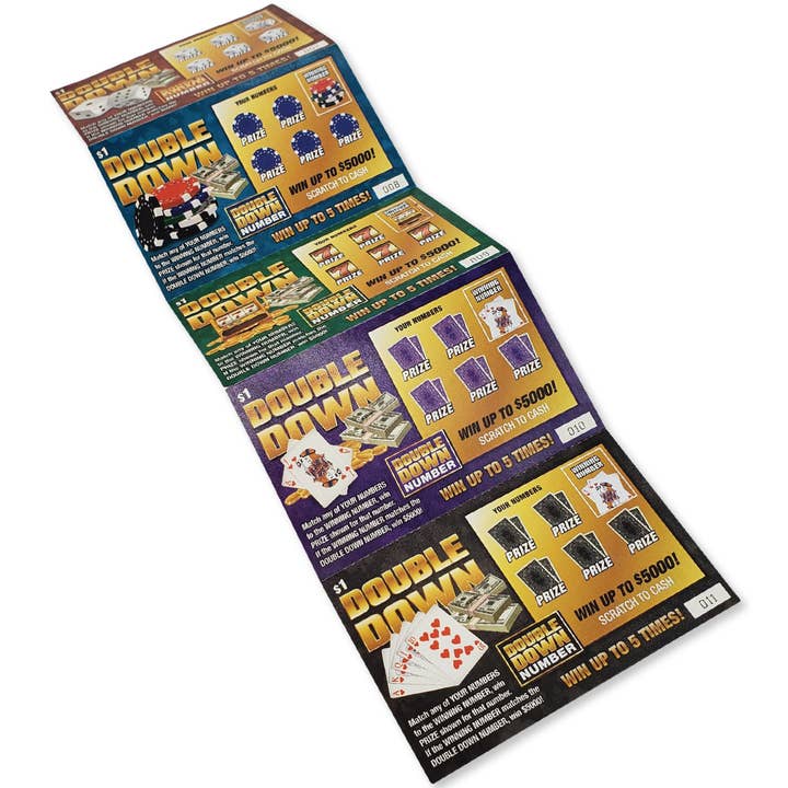 Smith Brands - Wholesale Prank/Gag Gift - DOUBLE DOWN - Casino Night Fake Scratch Off Cards (5 tickets) - Win $1000 or $50001