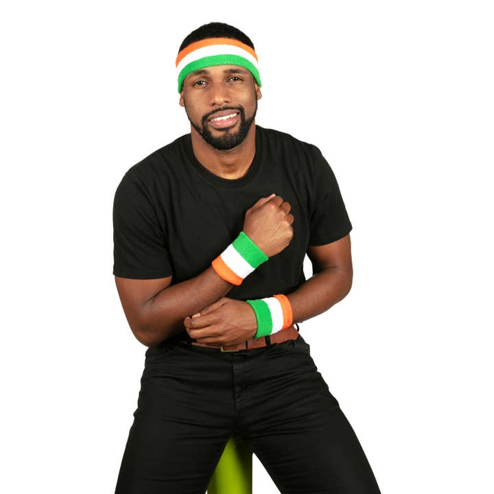 Tipsy Elves - Wholesale Wristband - Zippered Irish Flag Headband & Wristband Set