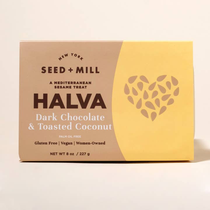 Seed + Mill - Wholesale Chocolate Bar - Toasted Coconut Chocolate Halva, 227g - Kosher Sesame Candy1