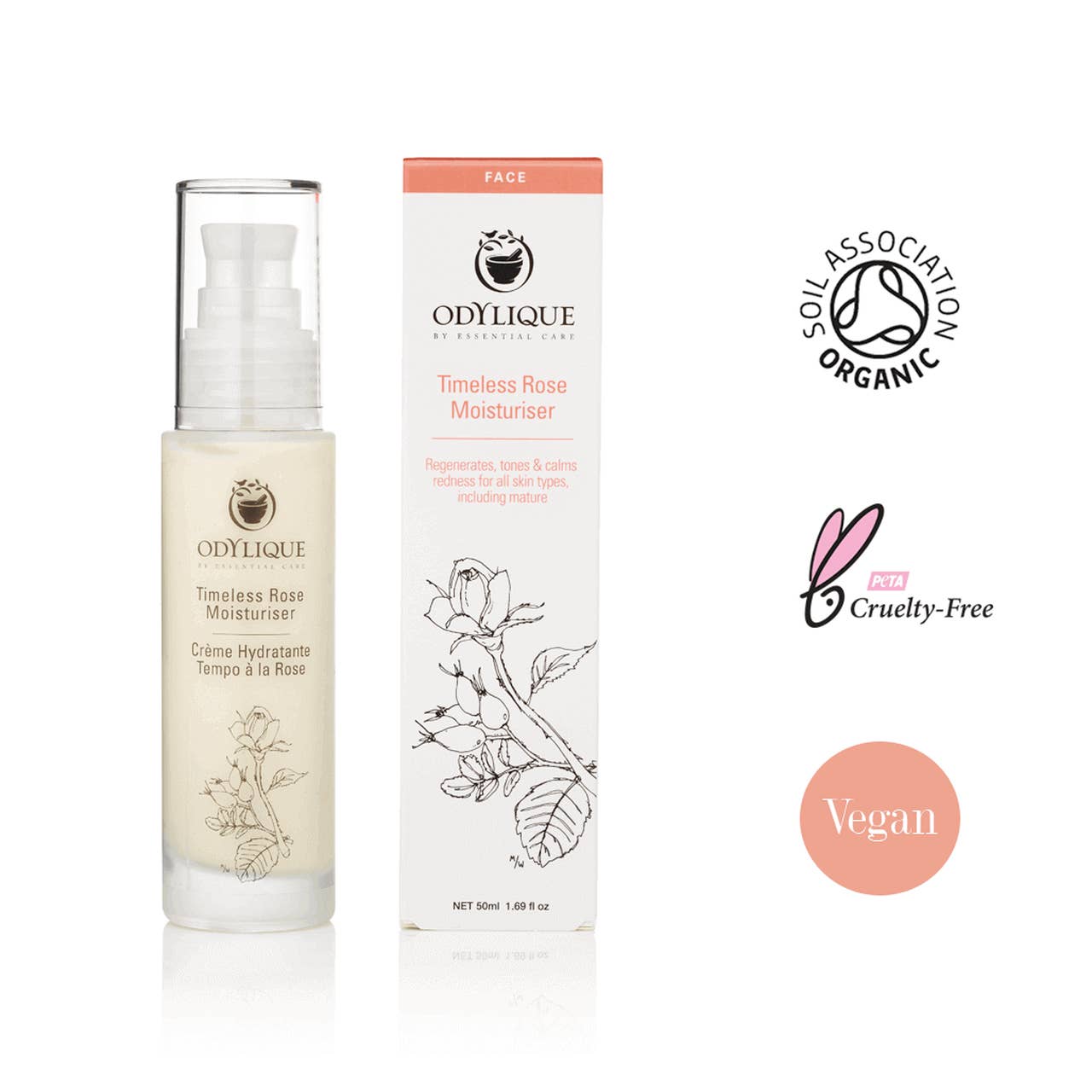 Odylique - Vendita all'ingrosso Crema idratante viso - Crema idratante alla rosa senza tempo.