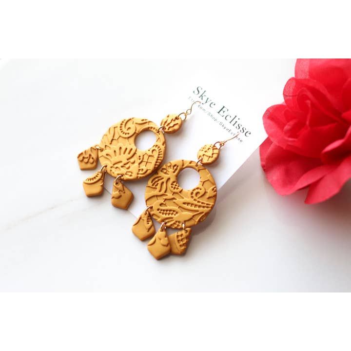 Skye Eclisse Jewelry - Vendita all'ingrosso Orecchini pendenti - Orecchini messicani in oro per donna, orecchini Frida Kahlo1