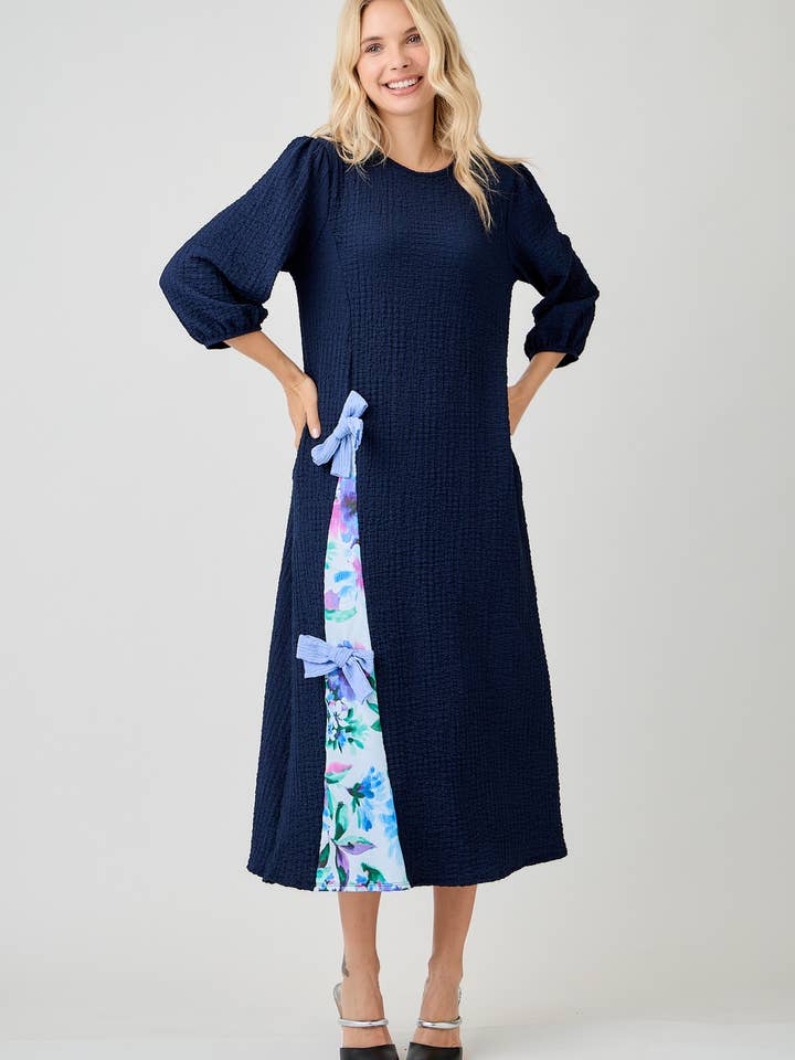 Celeste Clothing - Wholesale Dress - Women's - WOMEN'S MODEST SIDE BOW DRESS WITH PUFF SLEEVES AND POCKETS36