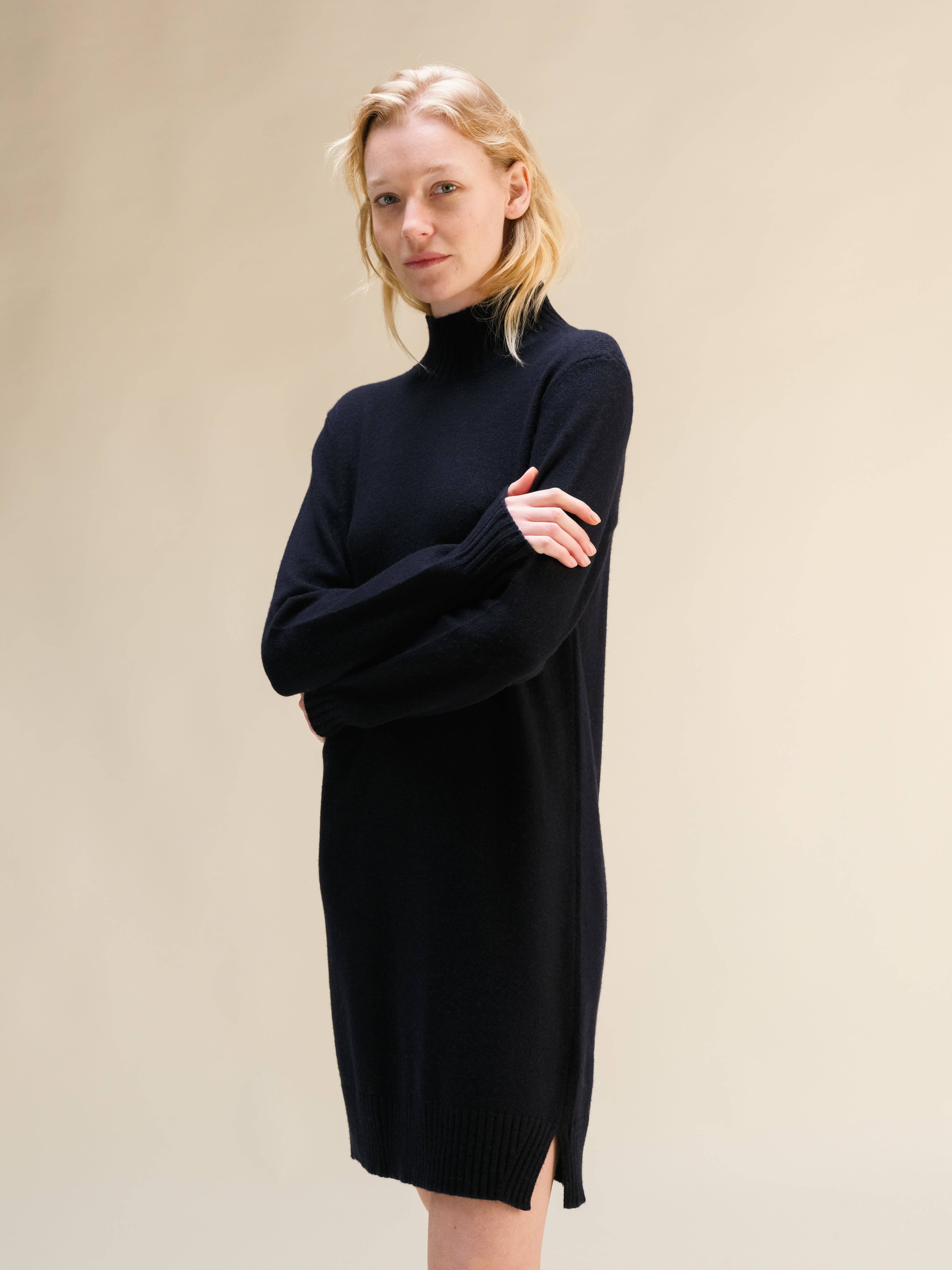 Lèmme - Wholesale Dress - Women's - Cashmere Mix High Neck Midi Dress8