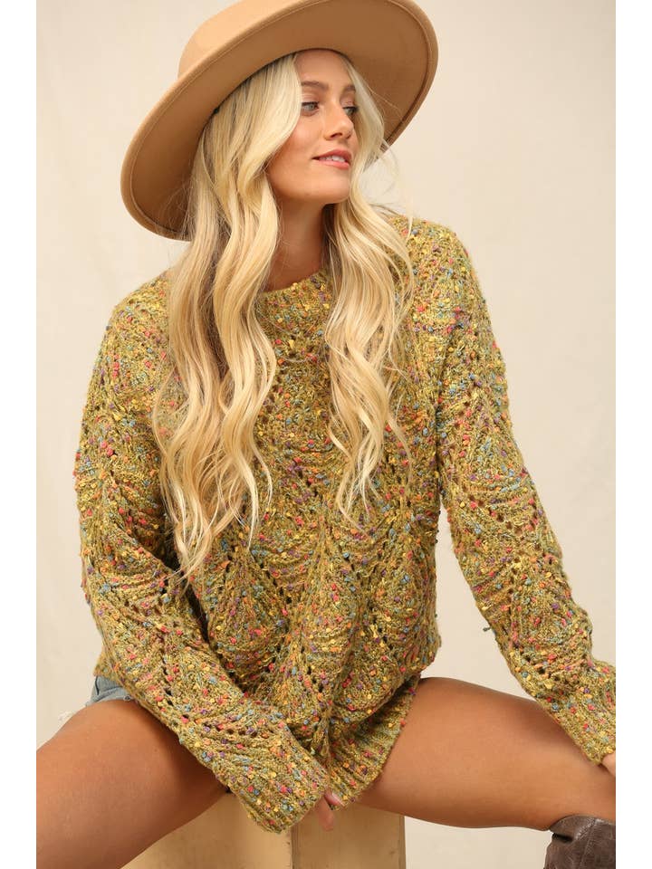 KyeMi - Wholesale Knit Sweater - Women's - Colorfully Speckled Sweater