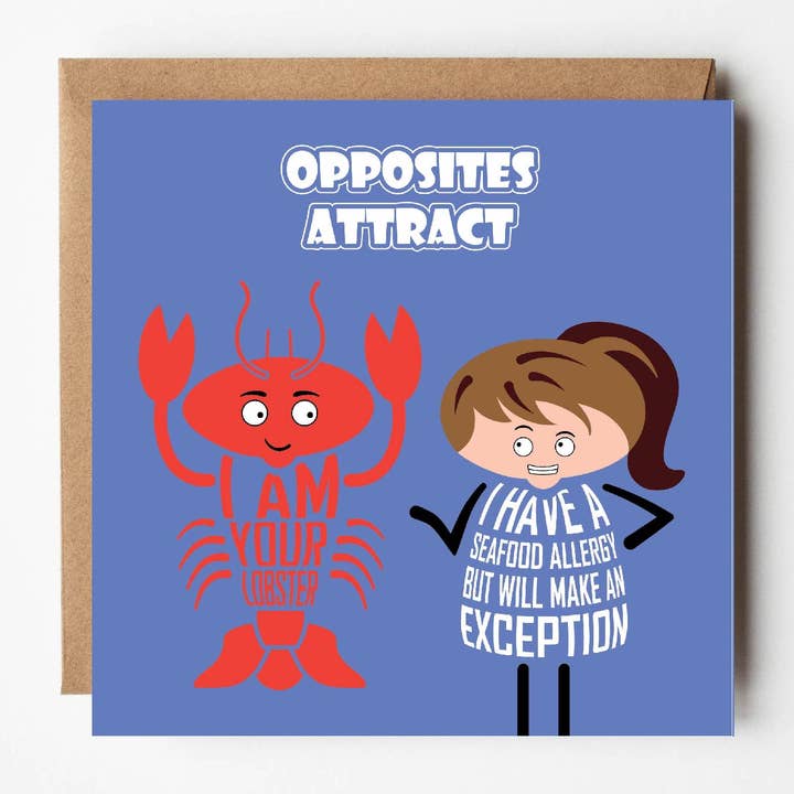 Gli opposti si attraggono | Biglietto d'amore divertente | Anniversario di San Valentino per la vendita all'ingrosso da parte di VERSED AID