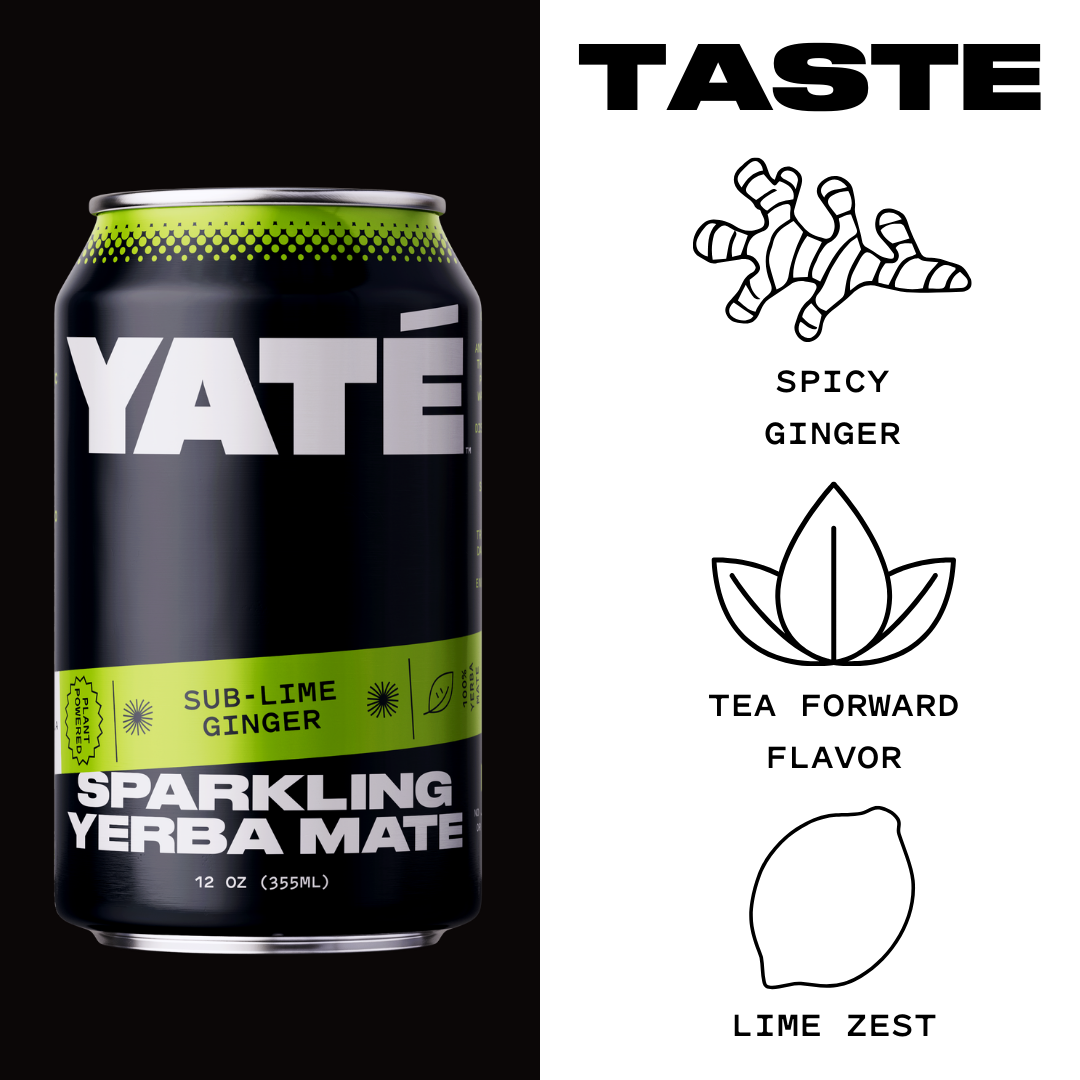 Yaté - Wholesale Sparkling Water - Yate Sub-Lime Ginger Sparkling Yerba Mate 12oz (12 pack)2