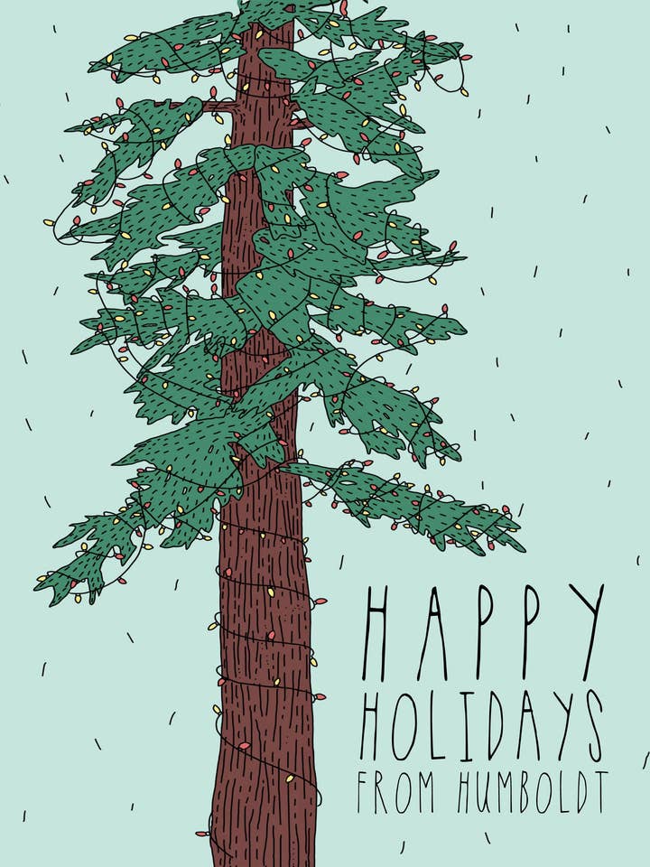 Humboldt Holidays Redwood Card for wholesale by Pen+Pine
