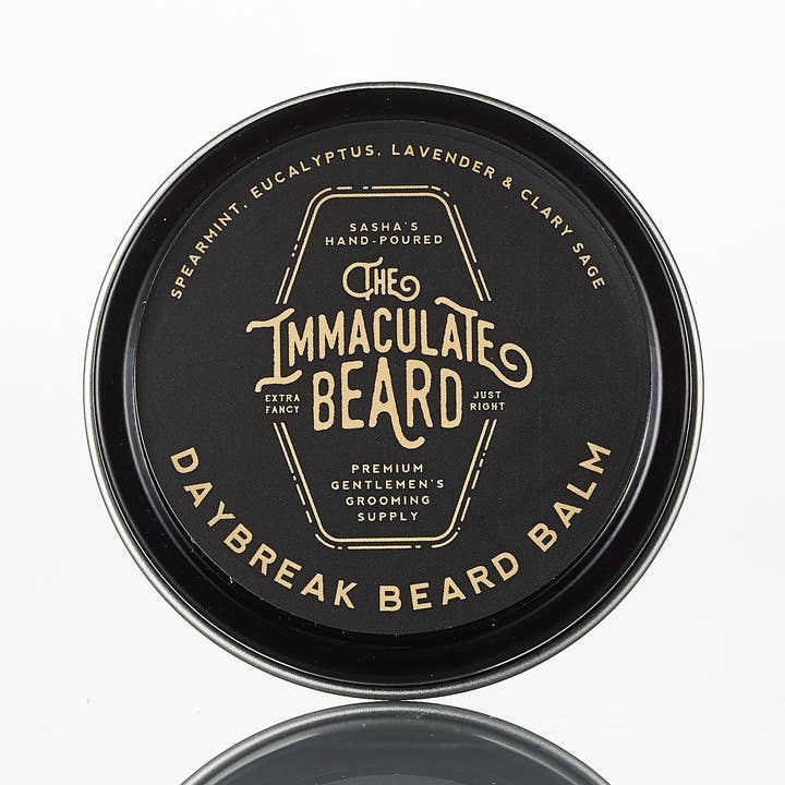 Beard Balm DAYBREAK Spearmint Eucalyptus 100% Natural for wholesale by The Immaculate Beard