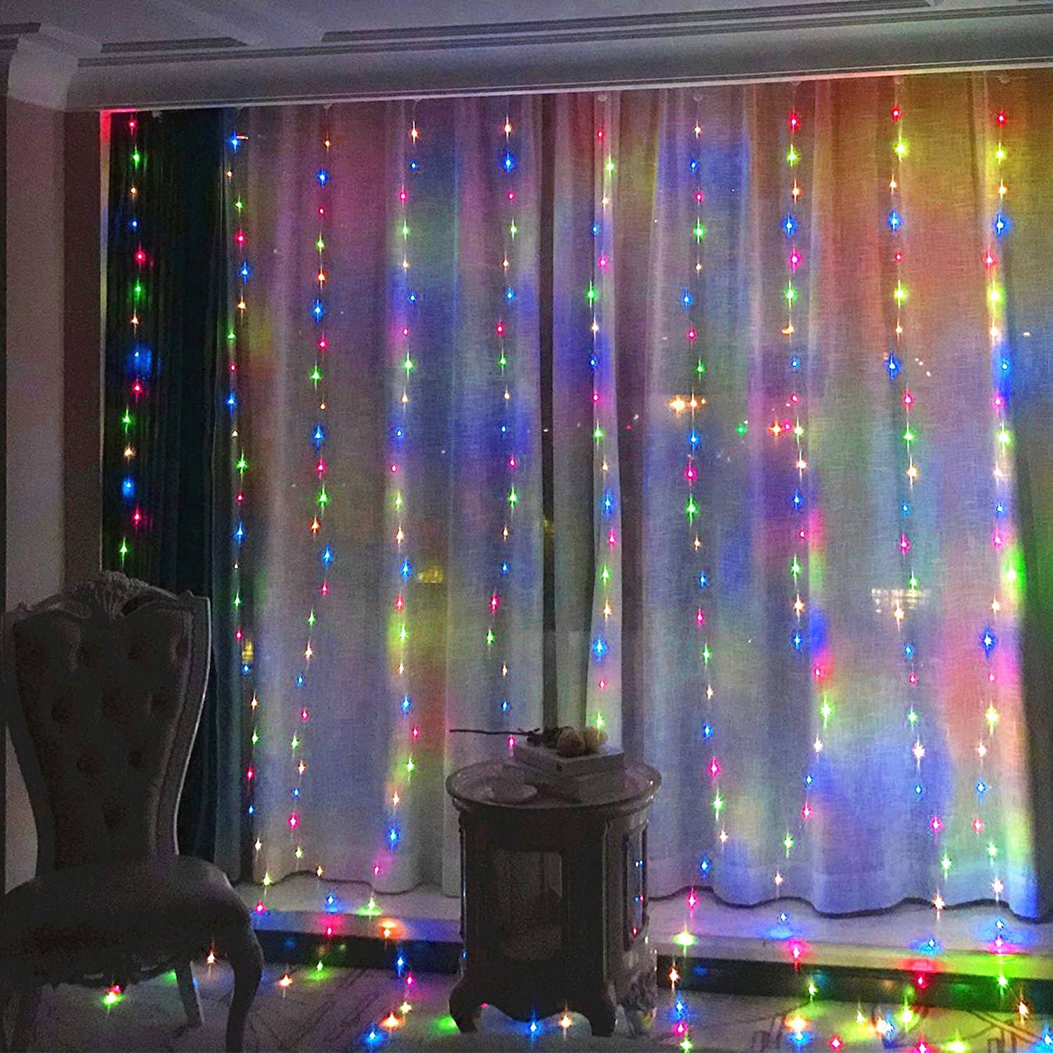 Perfect Holiday - Wholesale String Lights - 300 LED Curtain Lights USB Remote - Rainbow15