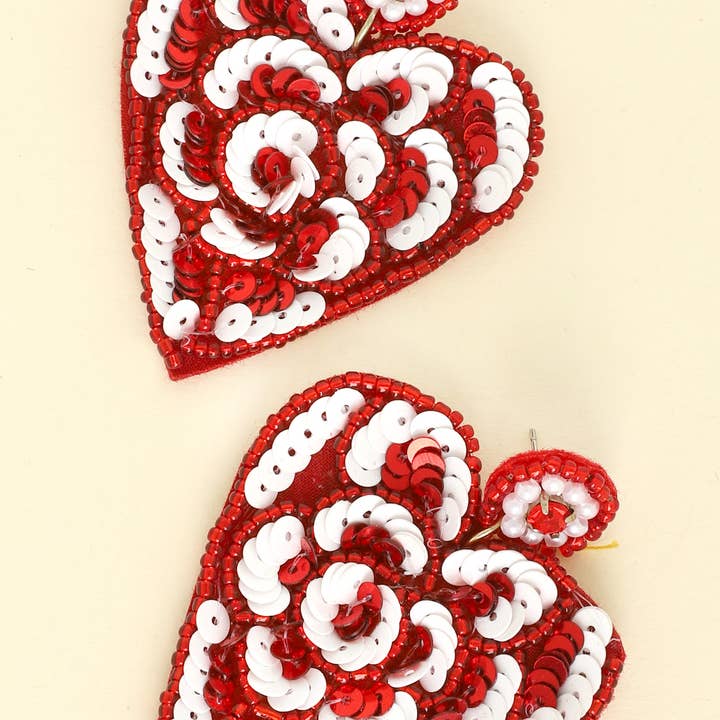 SP Sophia Collection - Wholesale Dangle Earrings - Love Blossom Heart Beaded Valentine Earrings