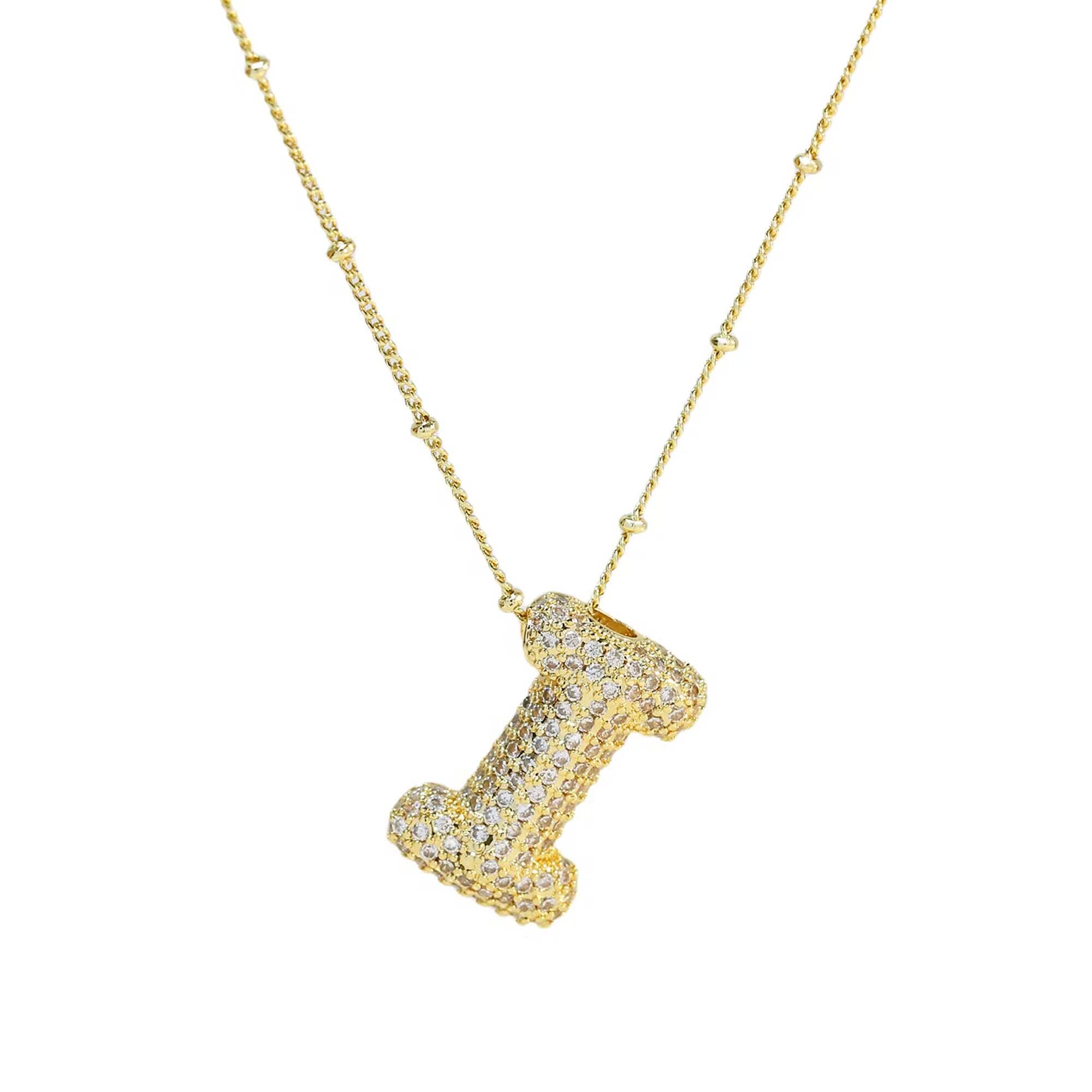 Savvy Bling - Wholesale Pendant/Charm Necklace - Initial CZ Balloon Bubble 18K Gold Necklace8
