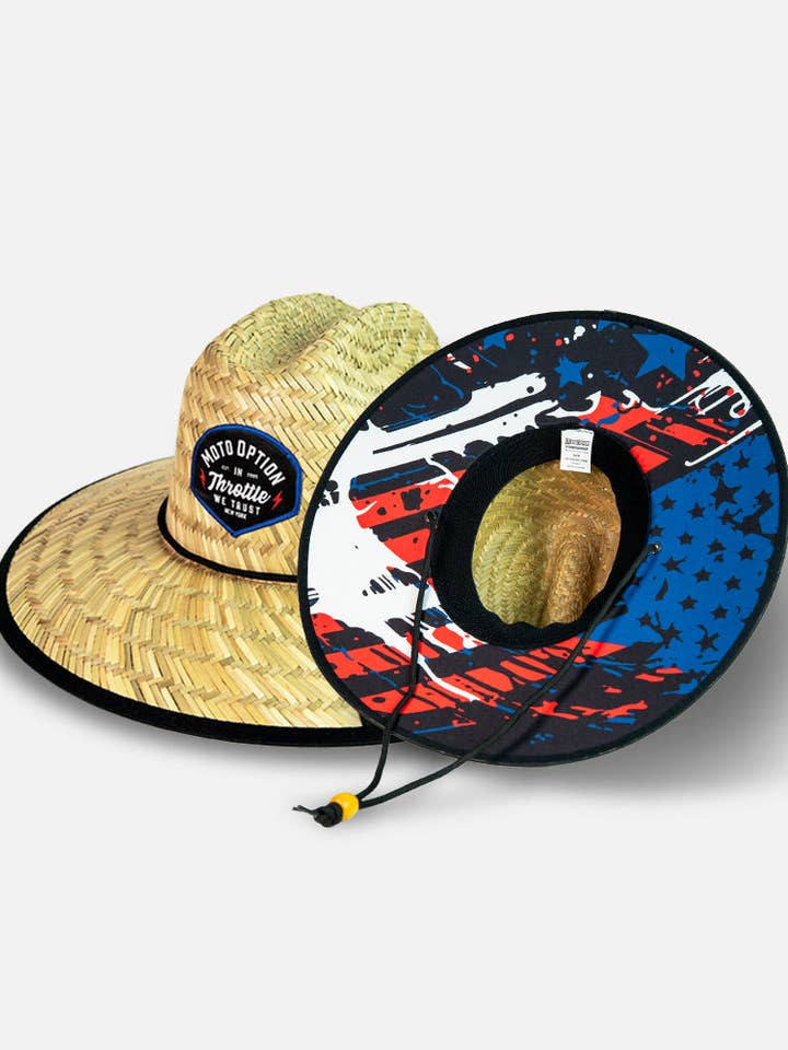 Freiheits-Strohhut - Rot, Weiß und Blau für den Großhandel von MotoOption