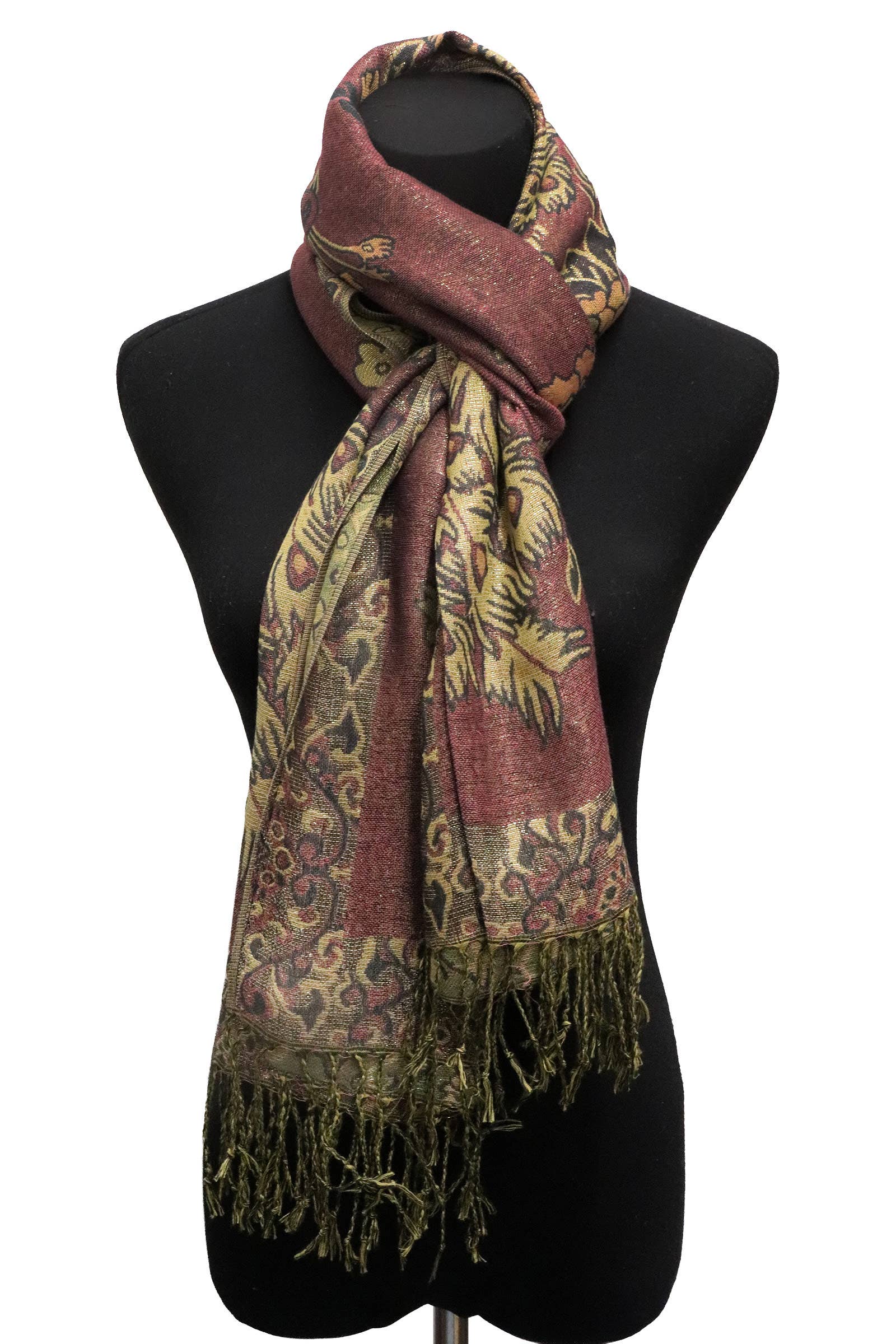 Blandad Exotisk pashminasjal med metallic twist och påfågelsmönster för wholesale på Faire16
