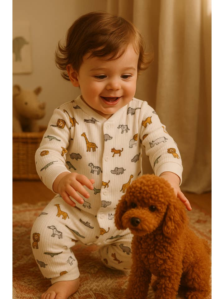 Himmelberg Baby - Wholesale Jumpsuit - Baby - Bestseller Safari Pattern Baby Onesie Unisex Organic Cotton1