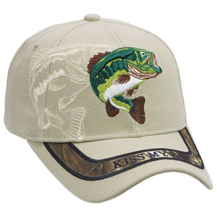 Cap Zone - Vendita all'ingrosso Cappellino da baseball - Unisex - Berretto da baseball Kiss My Bass Fish in acrilico con chiusura in velcro