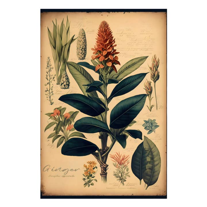 Light Ginger Canvas Print - Herbal Art for Home or Office - Apothecary Decor for wholesale by Print Pothecary