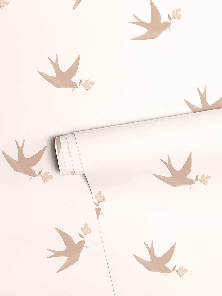 ELEONORE - Papier peint enfant - Les hirondelles (H0781) for wholesale by LILIPINSO