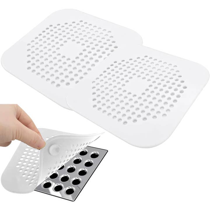 Shower Drain Hair Catcher - 5.7- inch Square Drain with Suction Cups 2 Pack (White) and other Purchase Wholesale drain away. Free Returns & Net 60 Terms on Faire trending on Faire.