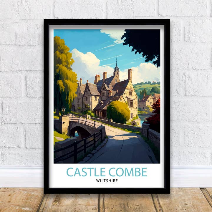 Castle Combe Wiltshire Travel Poster Castle Combe Wall Art Castle Combe Home Living Decor Castle Combe Illustration Travel Poster Castle for wholesale by InkNPrintz