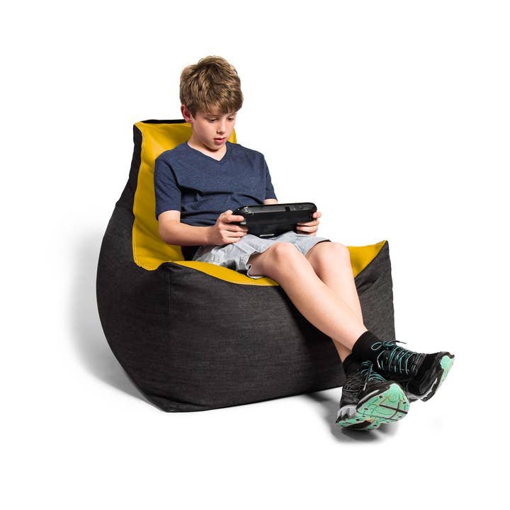LuvU - Wholesale Chair - Jaxx Pixel Gamer Bean Bag Chair, Premium Vinyl / Dark Denim82