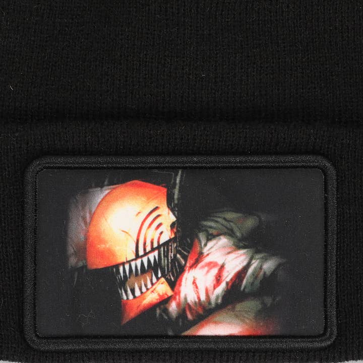 Bioworld Merchandising - Wholesale Beanie - Men's - Chainsaw Man Pochita Men's Black Knit Cuff Beanie1