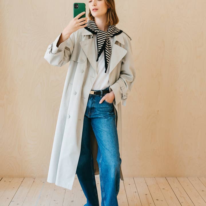 TBCo - Wholesale Scarf - Women's - Merino Triangle Scarf in Black Stripe2