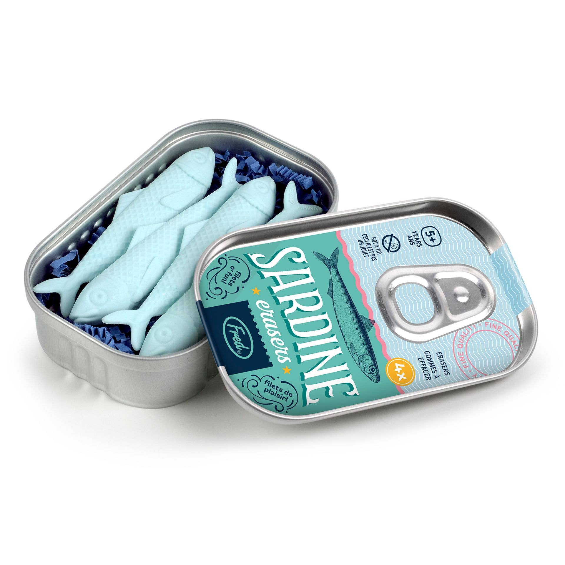 WIDDOP and Co. – Großhandel Lernkarten – Kind & Baby – Fred Sardinen-Radiergummis – Dose mit 4 Stück3