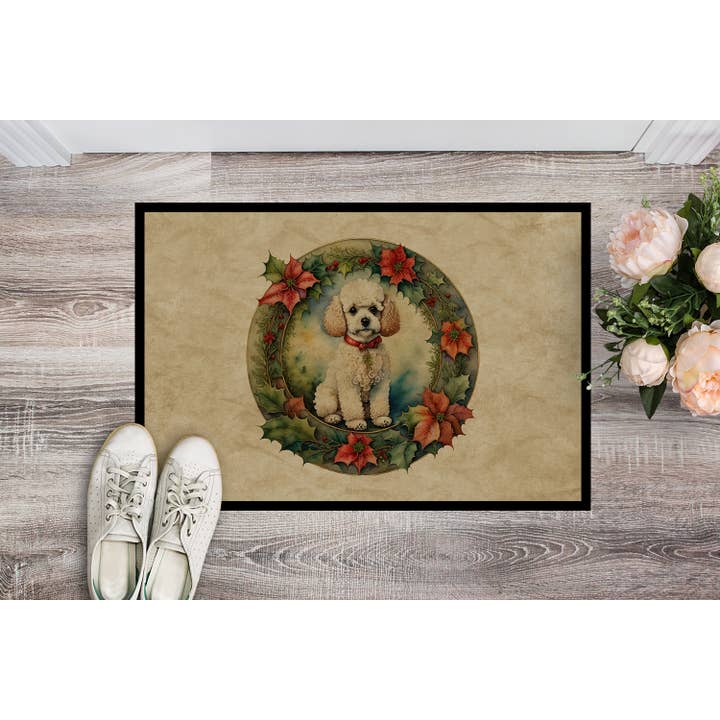 Poodle Christmas Flowers Doormat 24x36 DAC2409 for wholesale by Caroline's Treasures