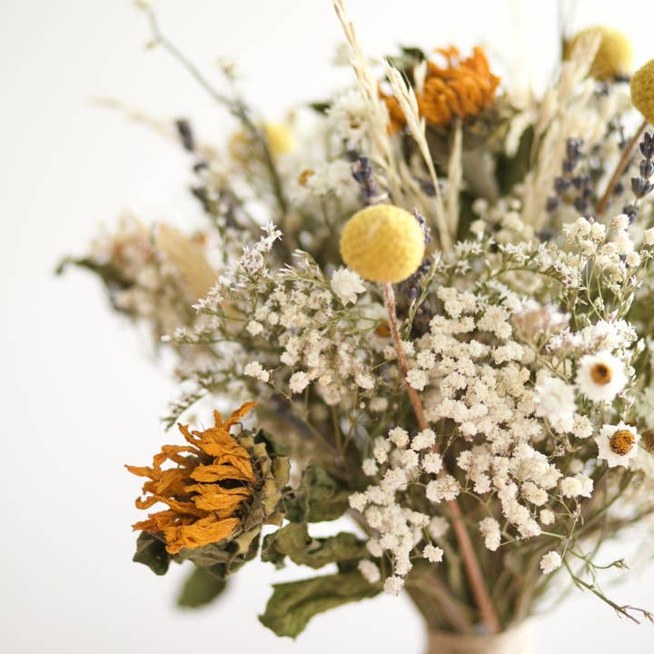 Fidos Design - Vendita all'ingrosso Fiori secchi/pressati - Bouquet di girasole di prato/fiore da sposa rustico/bambino essiccato1