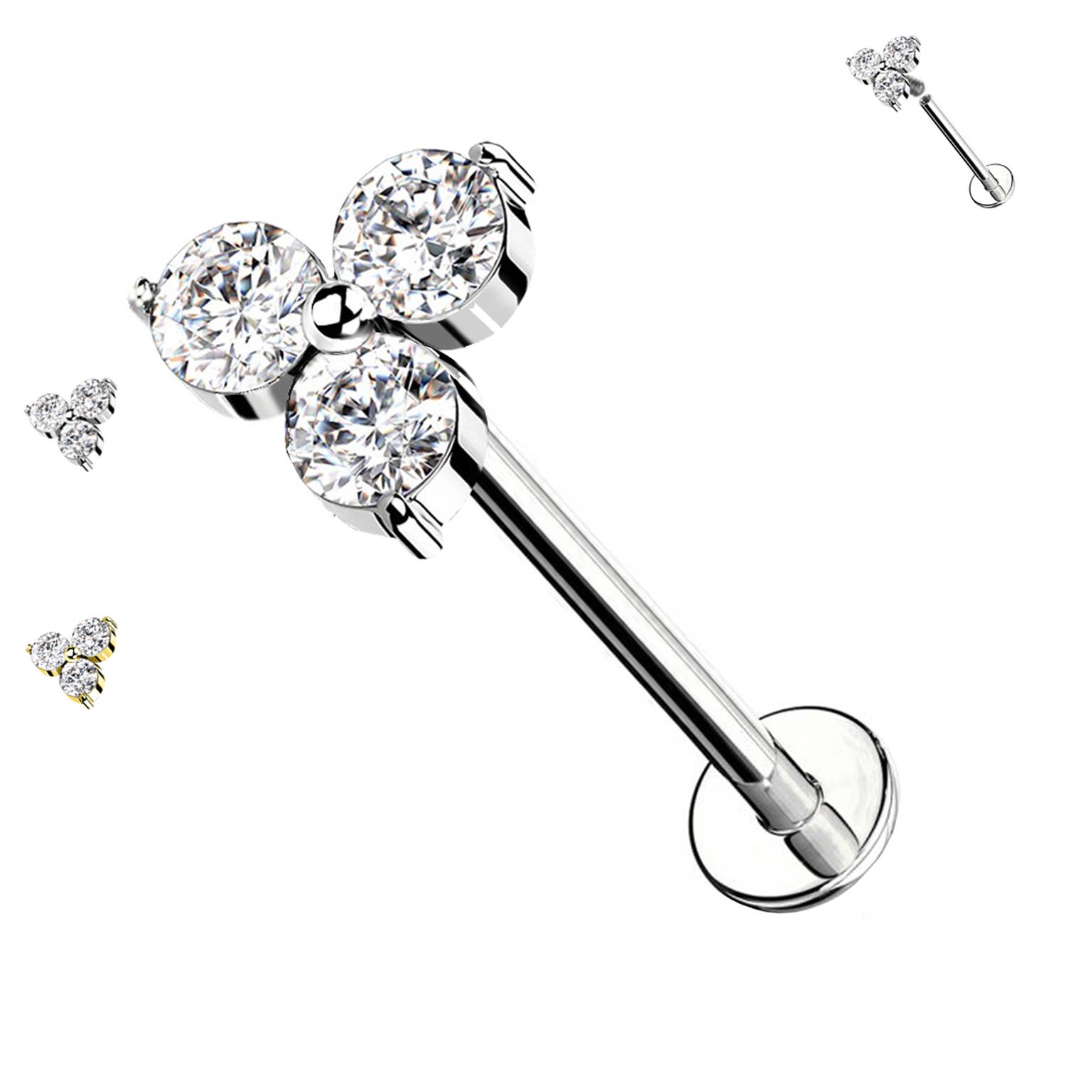 Awaken - Vente Boucles d'oreille uniques - Piercing labret plat à filetage interne PC-1751