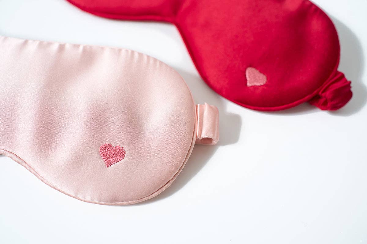 “Love Heart” Silk Sleep Eye Mask - Pink for wholesale on Faire5