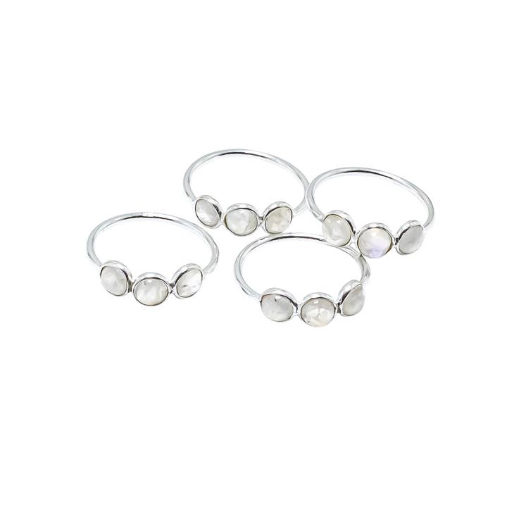 Quasar Gems USA - Wholesale Multi-Stone Ring - Rainbow Moonstone Gemstone Ring Sterling Silver