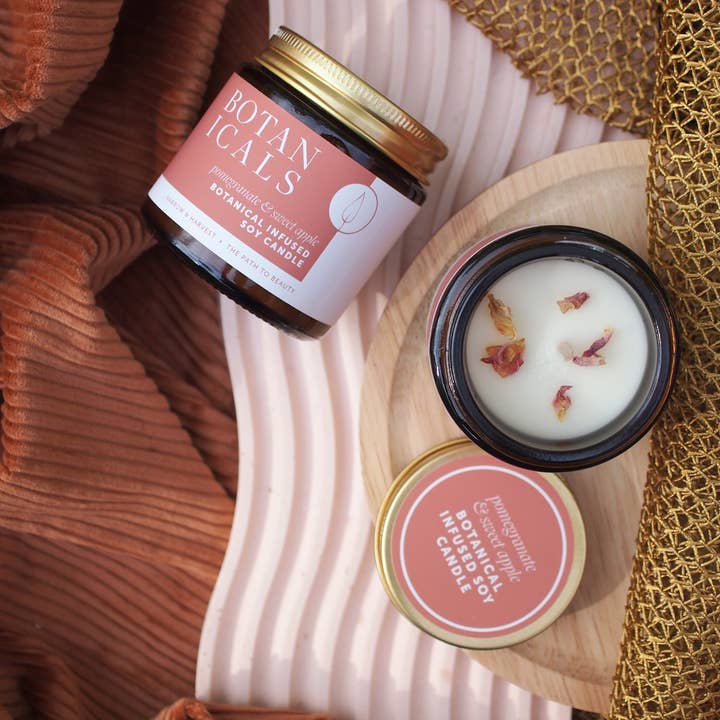 The Path to Beauty - Wholesale Travel candles - Botanicals Mini Candle ~ Pomegranate & Sweet Apple