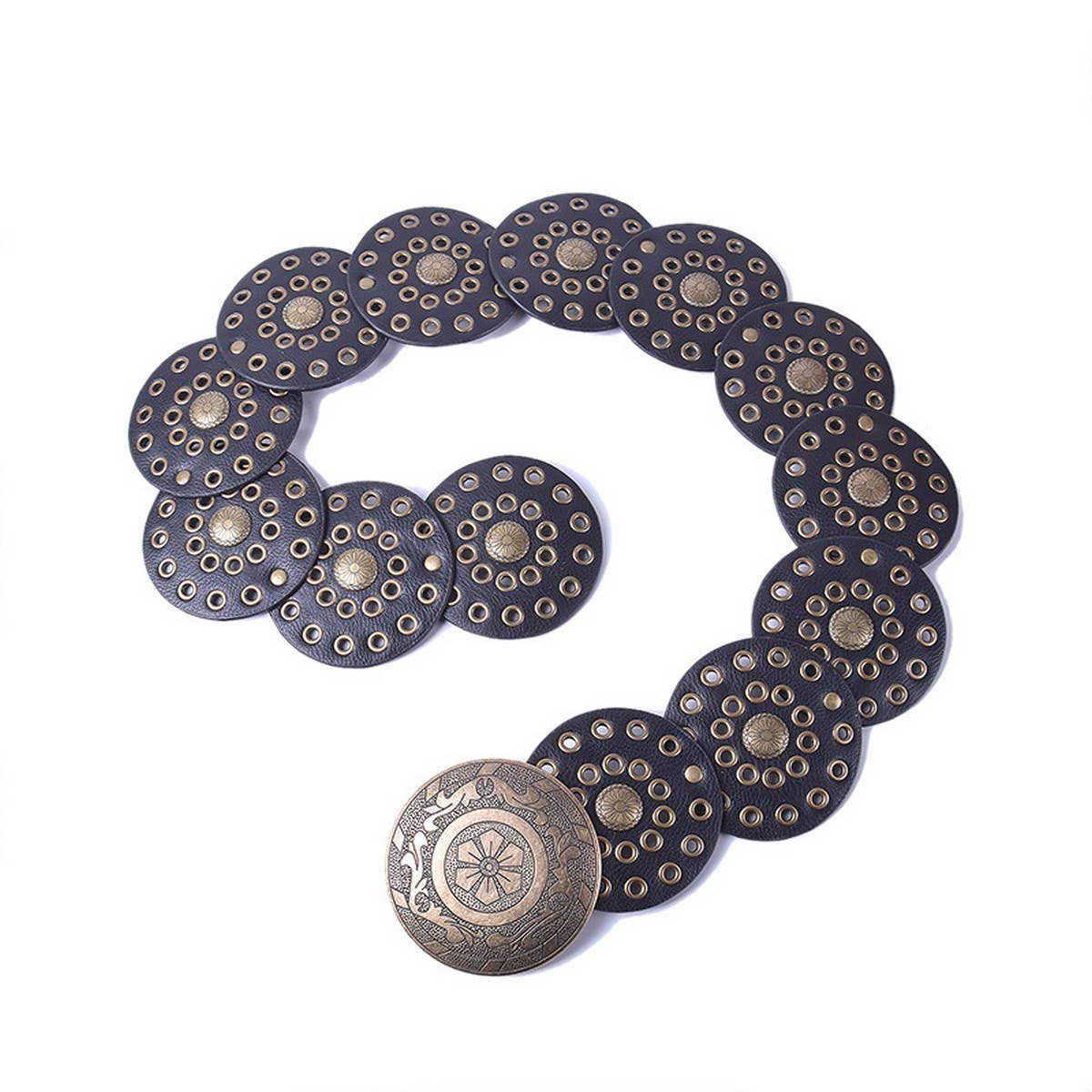 ACCITY - Wholesale Belt - Women's - NEW RETRO FASHION RIVET EYELET DISC BELT_CWABE04886