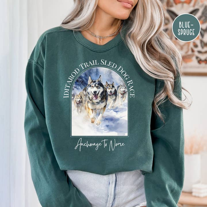 Sweatshirt Confort Colors® de la course de chiens Iditarod pour la vente par CindyL Boutique