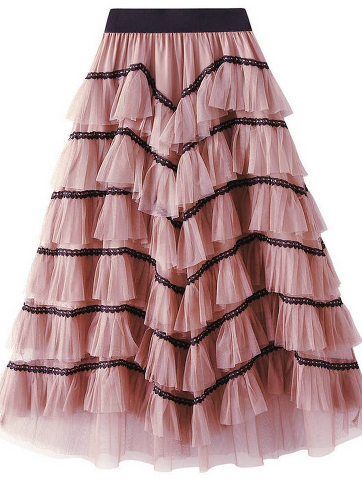 NINEXIS - Wholesale Skirt - Women's - CWBLS0523_LAYERED TULLE CAKE SKIRT WITH FLOWY A-LINE SHAPE7