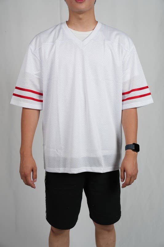 Lime Tree Clothing Inc. - Wholesale T-shirt – men's - Men’s Heavyweight Mesh Football Jersey w/ Stripe XS-2XL12