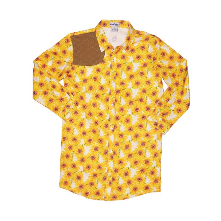 Sunflowers & Khaki Dress for wholesale by BlueQuail Clothing Co.