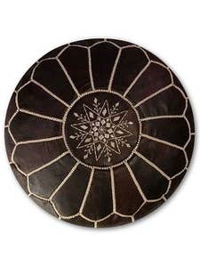 Funda de puf de piel marroquí - Marrón oscuro para venta al por mayor de Poufs & Pillows