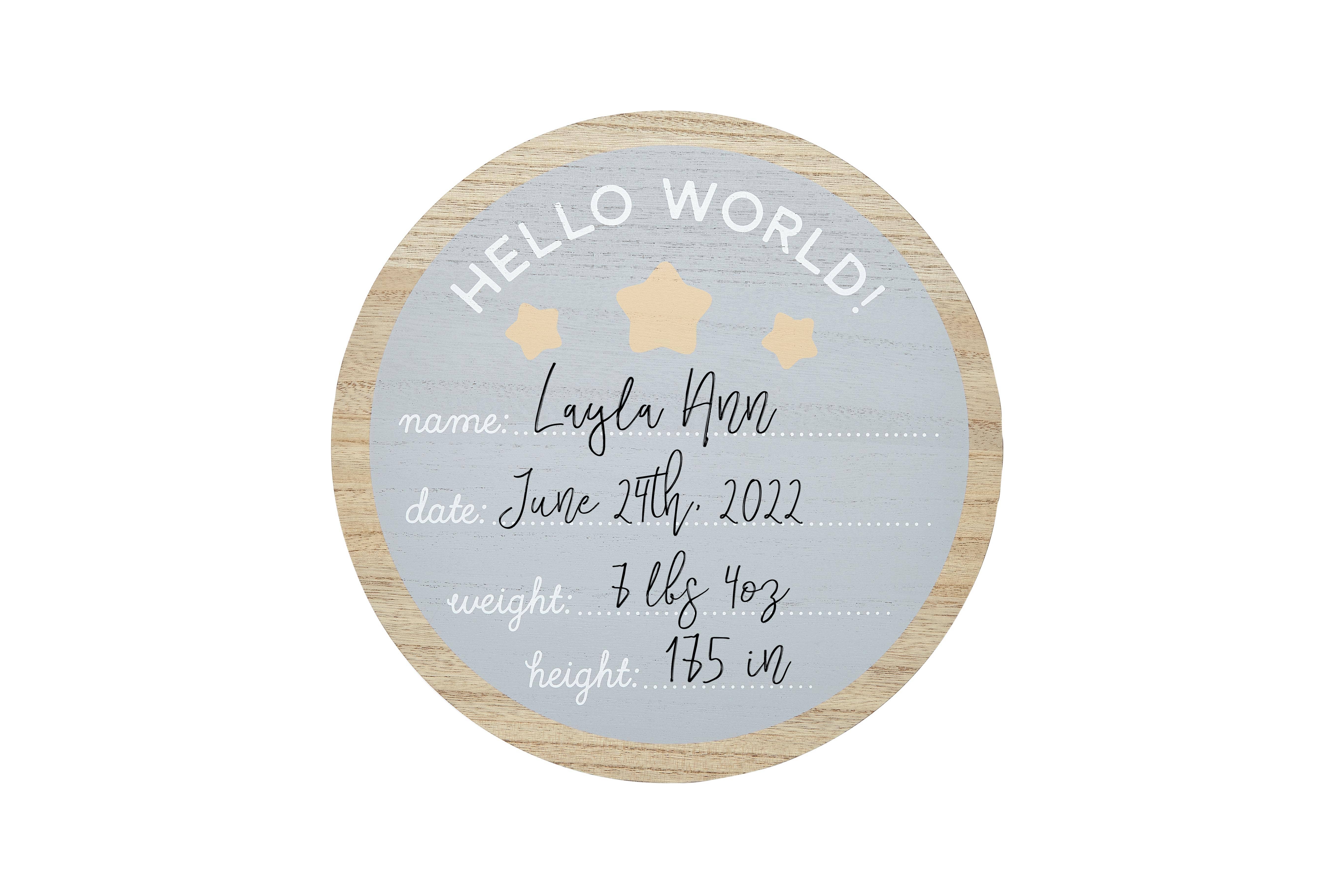 Kate & Milo - Wholesale Milestone Age Block - Kids & Baby - Hello World Fill in Photo Prop, Birth Announcement