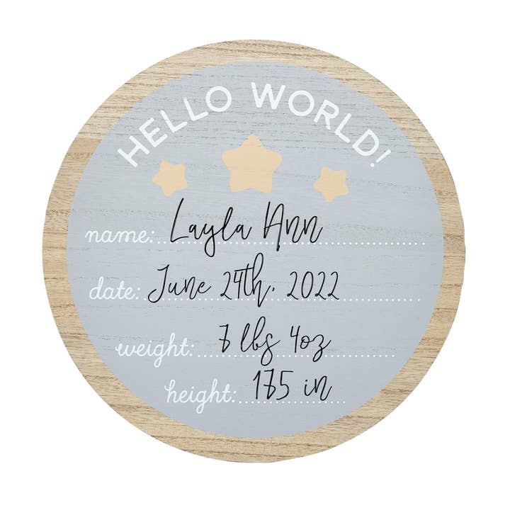 Hello World Fill in Photo Prop, Birth Announcement for wholesale by Kate & Milo
