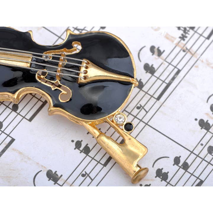 AK Brand - Wholesale Brooch - Violin Brooch Pin Enamel Bow Cello Fiddle Music Instrument1